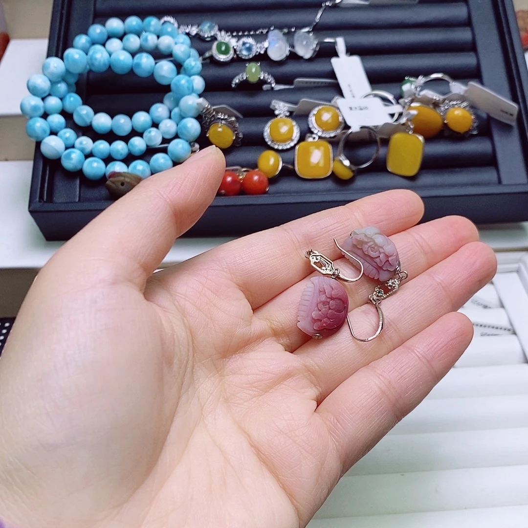 玛瑙/玉髓银S925镶嵌耳坠