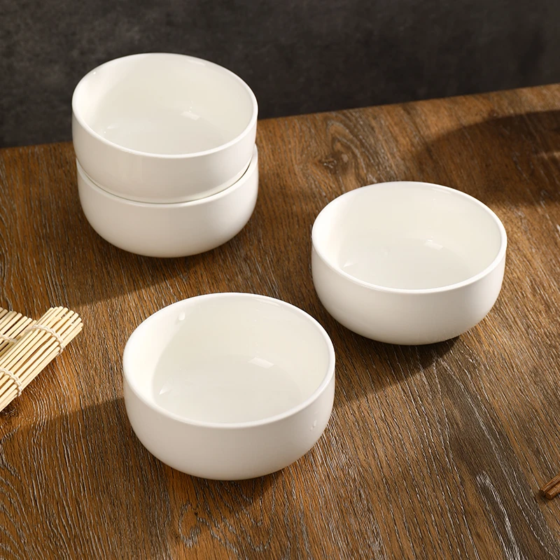 韩系肥嘟嘟圆碗5寸米饭碗面碗高温白瓷饭碗家用加厚陶瓷饭碗