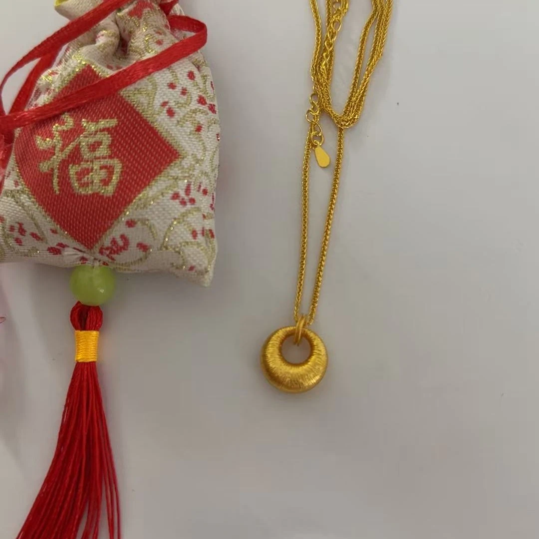 铜合金项链 铜合金项链锁骨链小福袋项链饰品轻奢简约