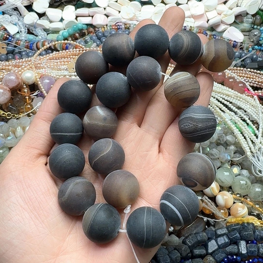 玛瑙/玉髓未镶嵌珠宝半成品一条2.0磨砂蚕丝玛瑙