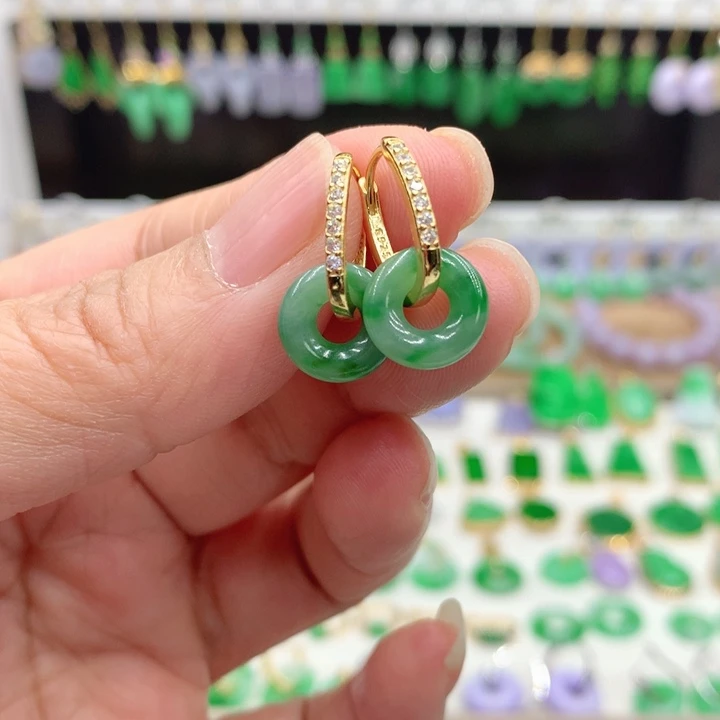 翡翠银S925镶嵌耳饰