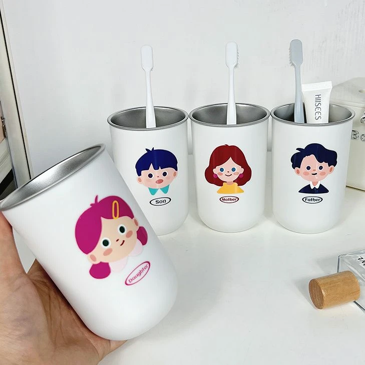家庭款一家四口卡通可爱漱口杯情侣创意防摔洗漱杯家居耐脏牙刷杯