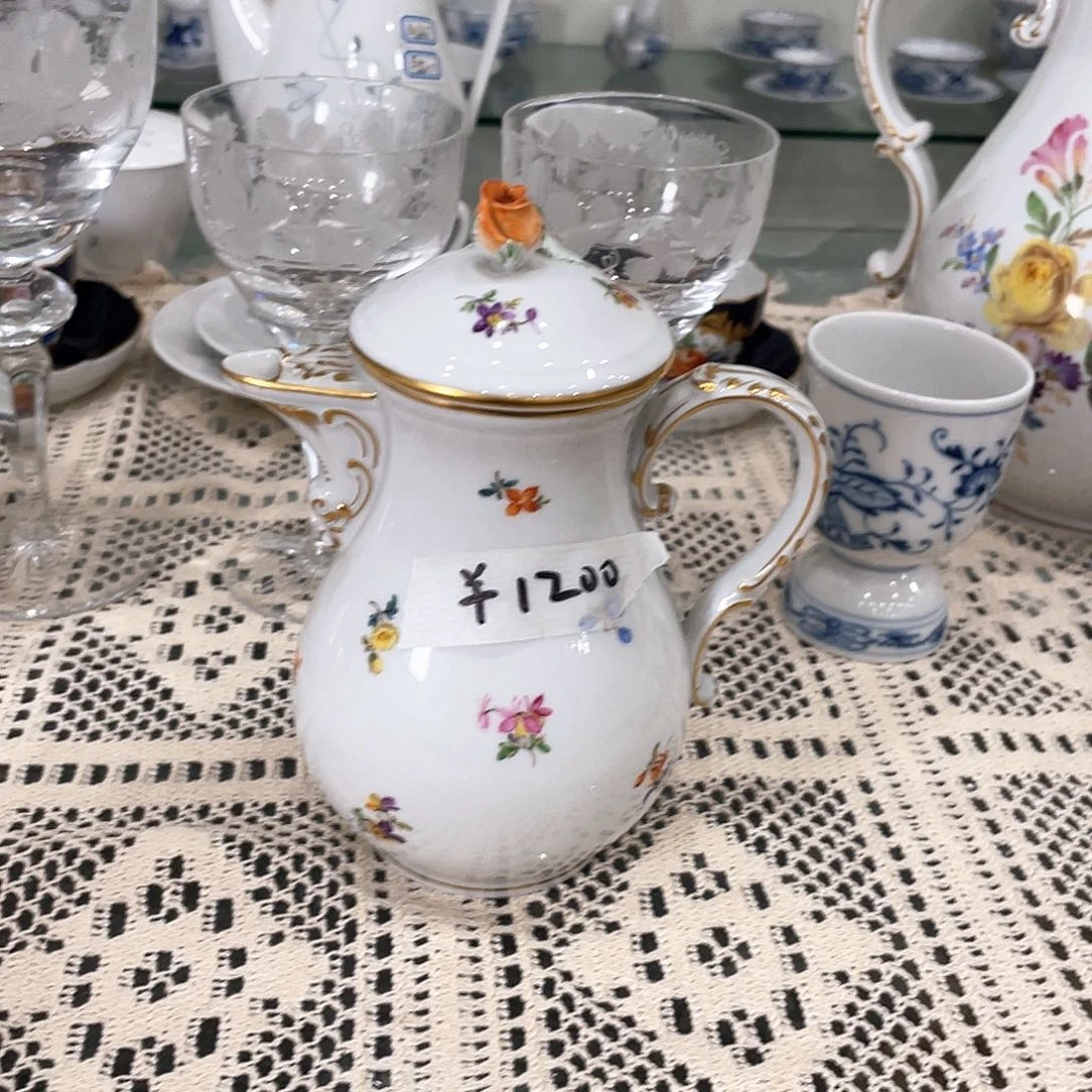 瓷片中古二等缤纷小花摩卡壶