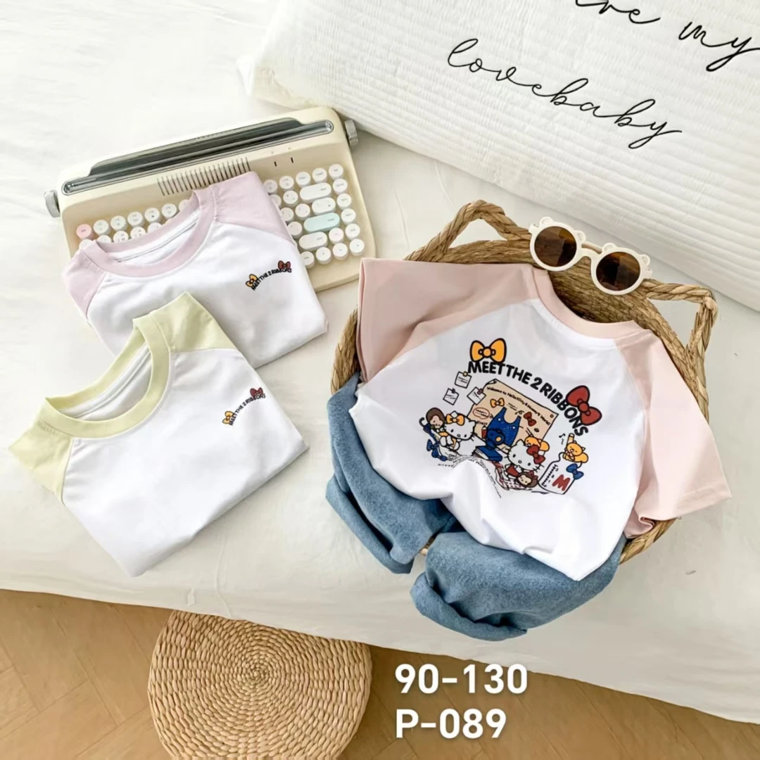 P-089花插肩领短袖T恤（绿色）