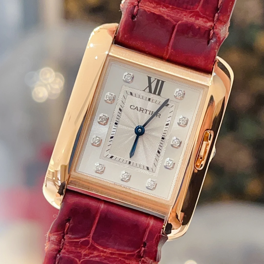 99新 Cartier/卡地亚 坦克34*26中号全玫瑰金钻刻