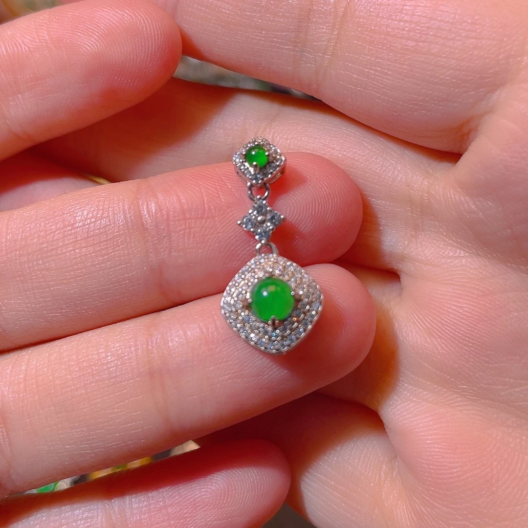 翡翠银S925镶嵌吊坠(不含链)