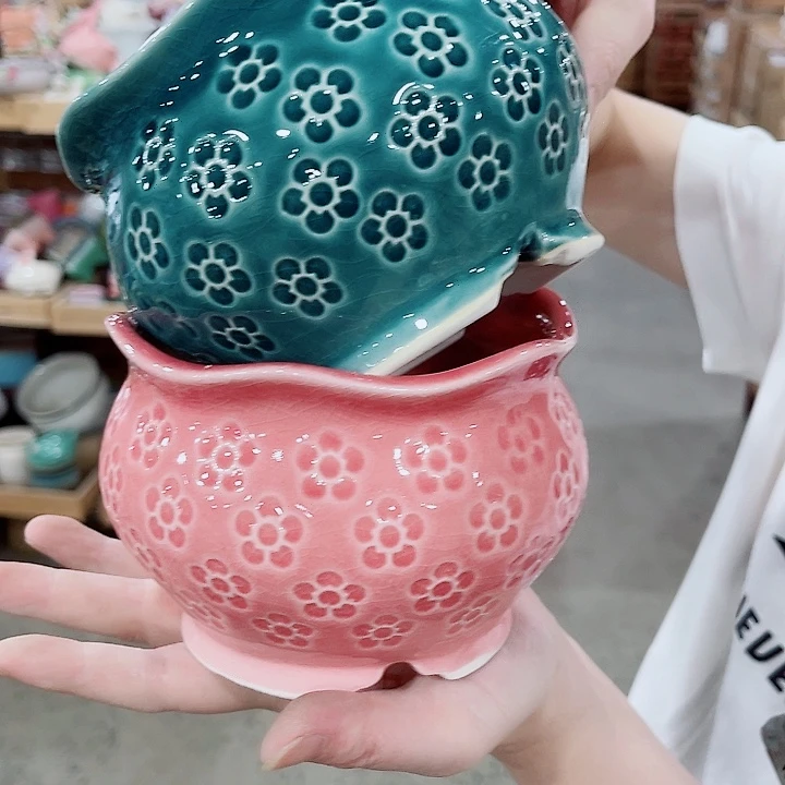 有孔，凑10元包邮陶瓷花盆发货！