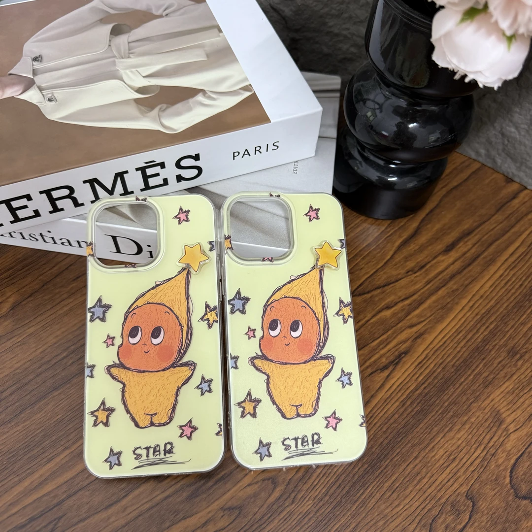 可爱涂鸦星星人适用苹果16promax手机壳15pro创意可爱防摔