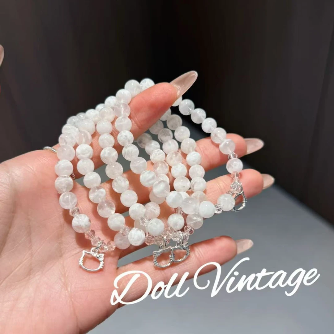 F48-雪花幽灵+925猫头手串