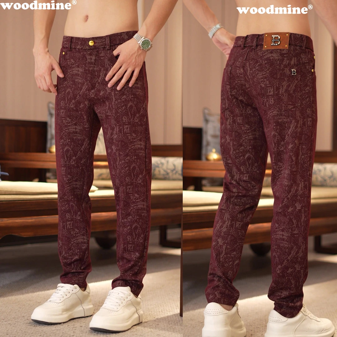 2025秋季新款潮流提花男士休闲裤轻奢修身弹力品质商务小直筒男裤