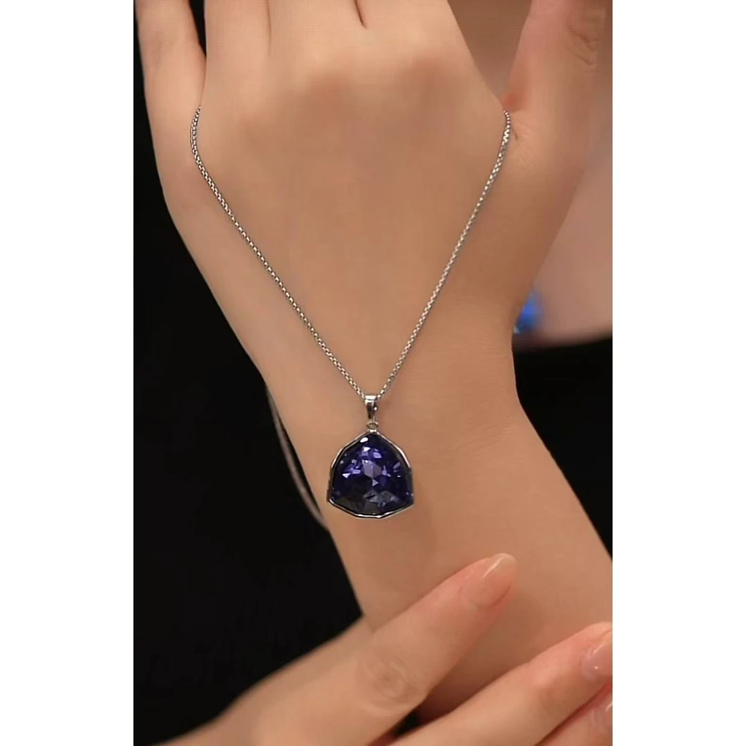 铜合金项链 时尚气质百搭守护之盾紫项链5880