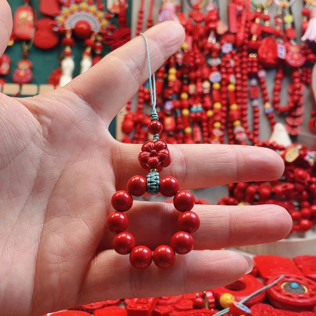 天然辰砂指环手机坠