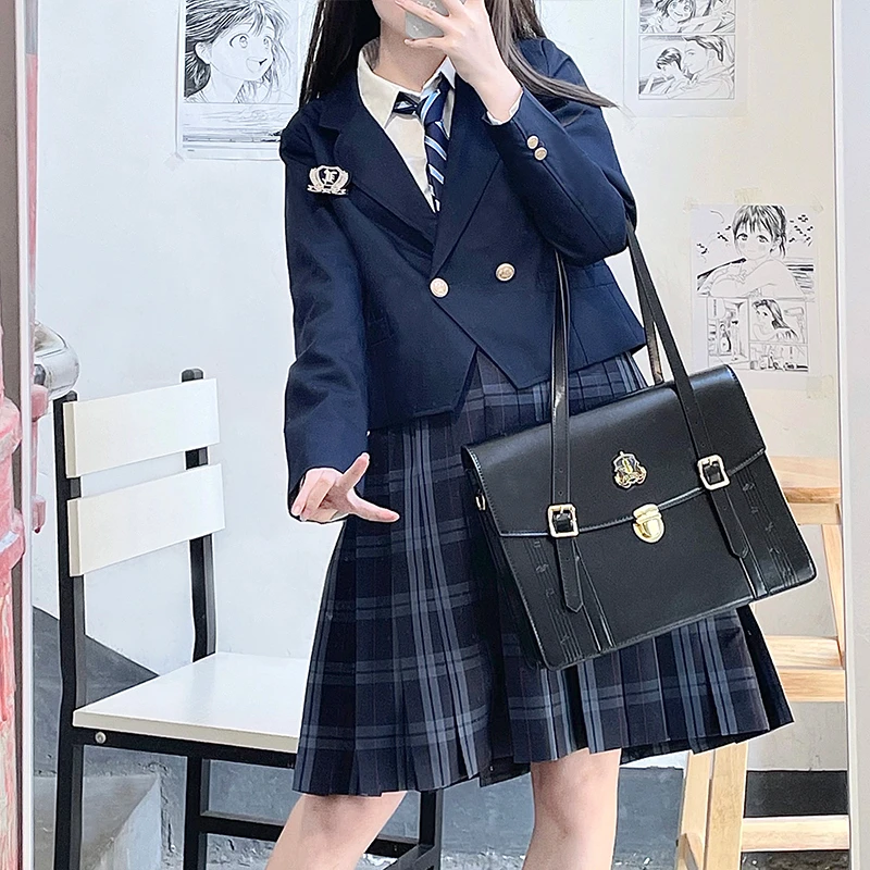 jk制服西装外套女秋冬季原创款学院风黑色校供感小个子西服上衣女