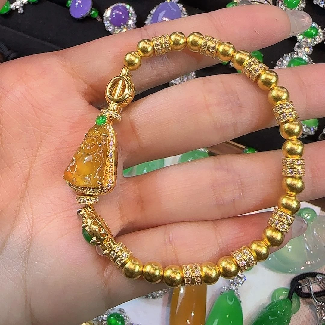 翡翠18K金镶嵌颈饰