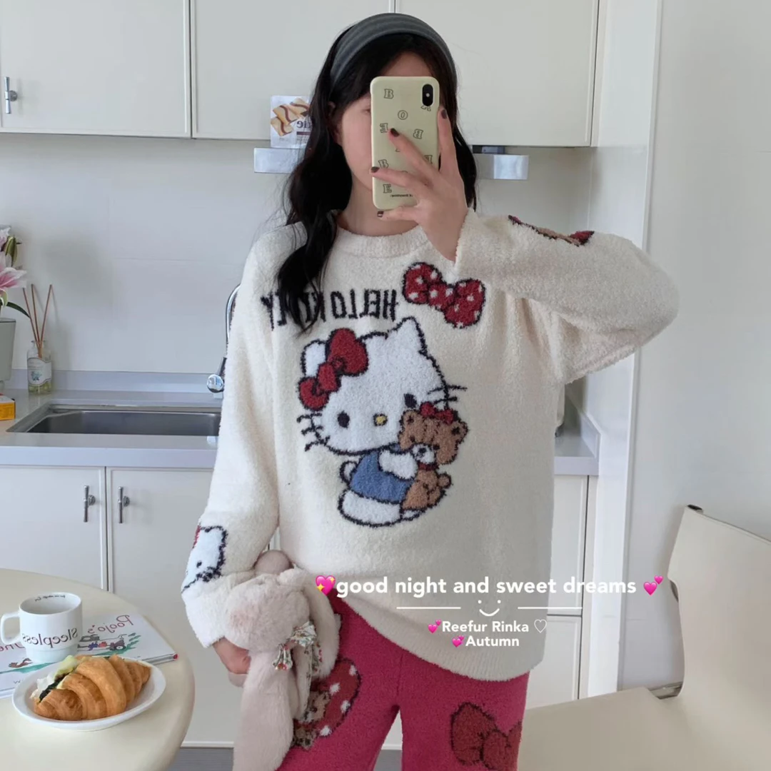 秋冬可爱半边绒柔软舒适可外穿家居服睡衣套装