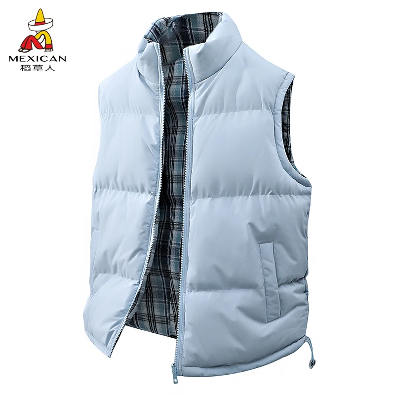 稻草人双面穿男士棉马甲立领男坎肩背心加厚秋冬休闲马夹百搭外套