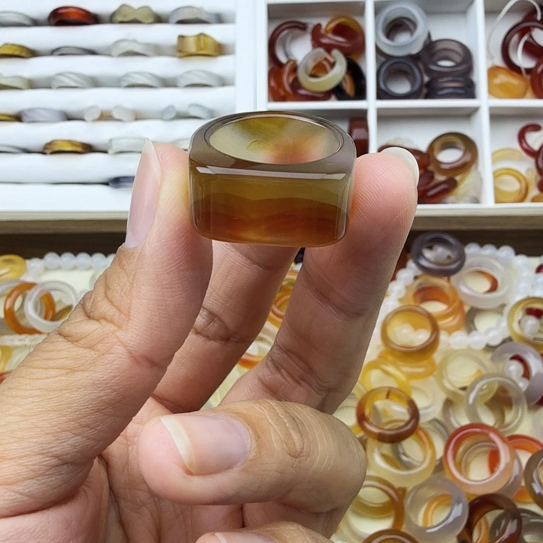 玛瑙/玉髓戒圈未镶嵌炙*19内径福利不退换