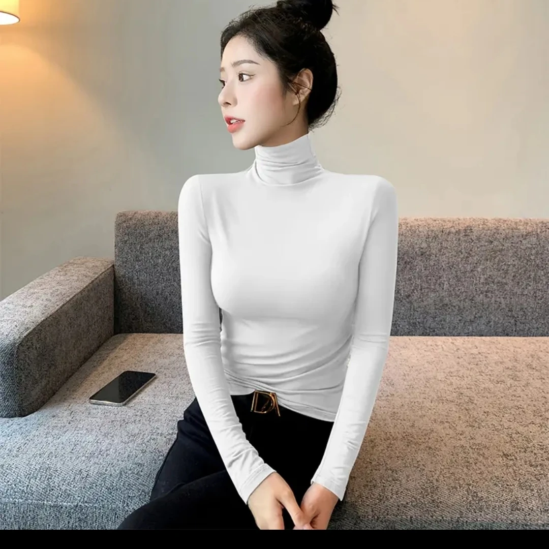 新款时尚休身薄款高领打底衫