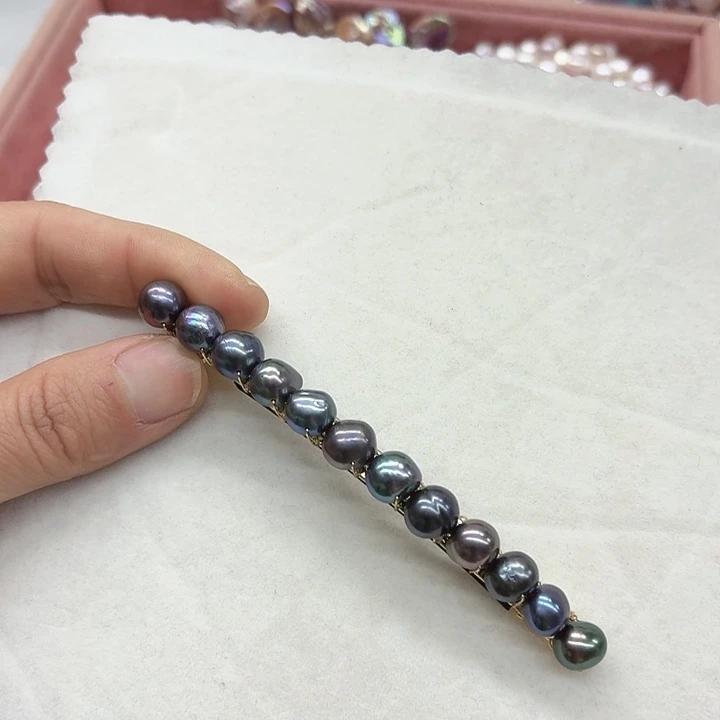 淡水珍珠发饰银S925镶嵌