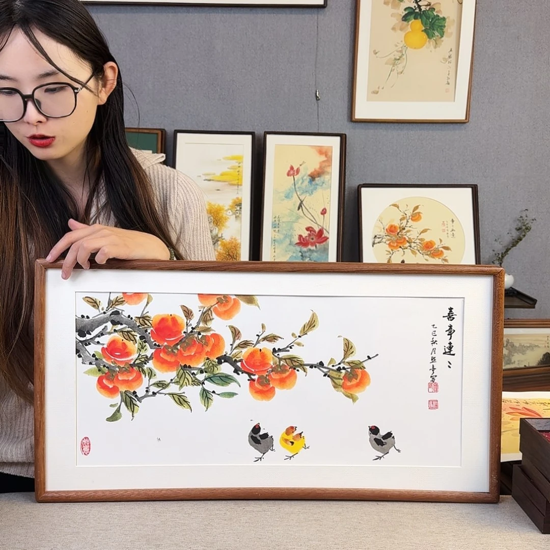 书法手绘带框尺寸： 36*69