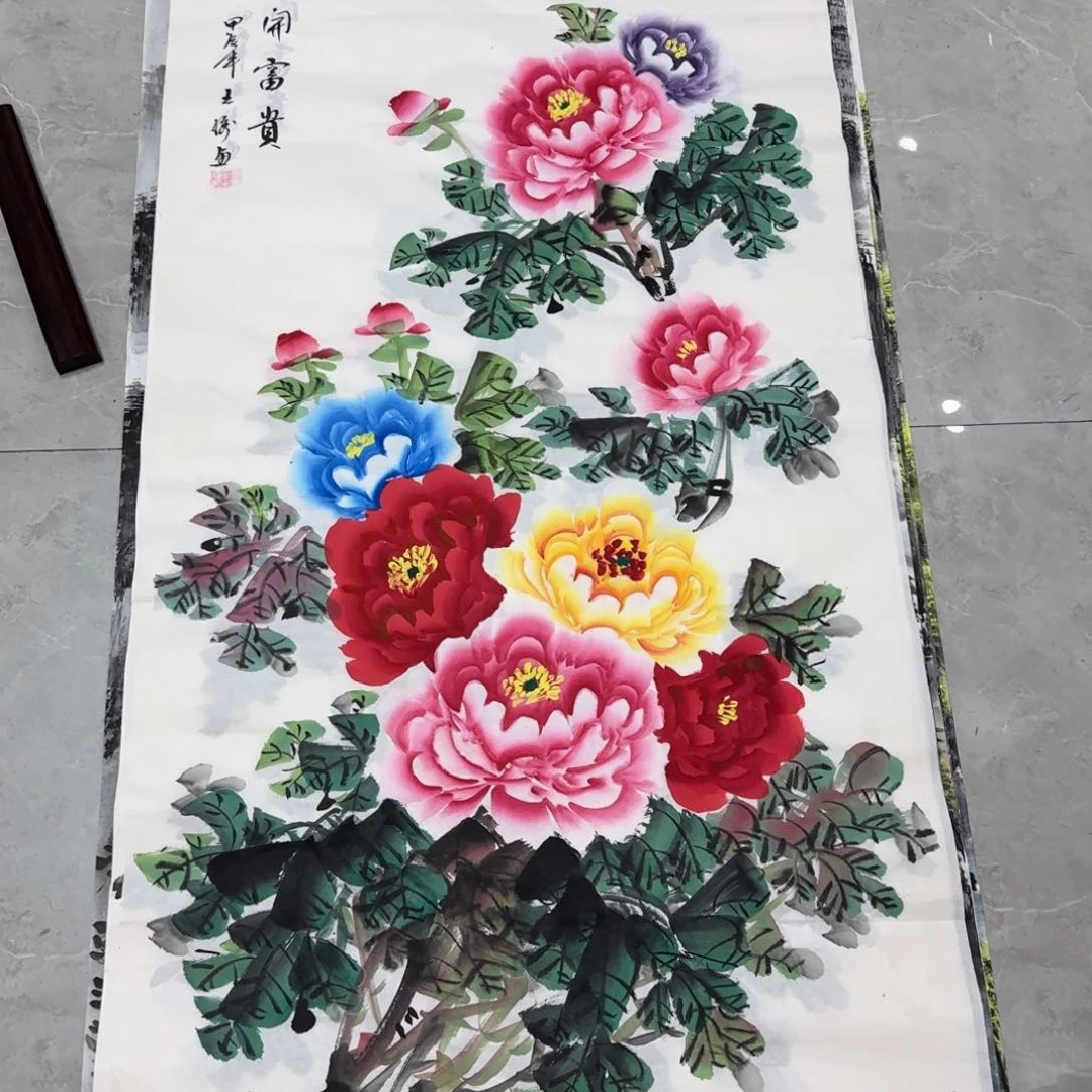 国画尺寸70X138手绘作品