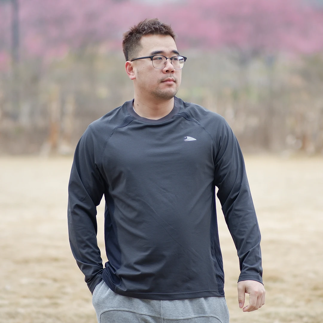 民生铺子速干抗菌防晒户外运动休闲透气复古撞色拼接长袖T恤男