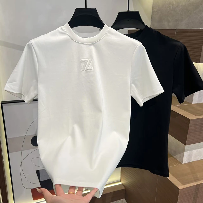 2025秋冬新款男士半袖内搭修身时尚百搭短袖打底衫T恤高弹力