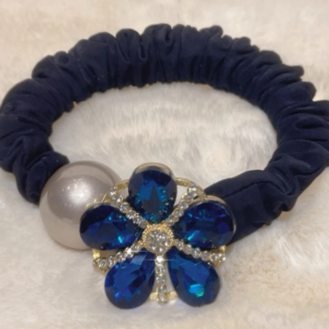 C055韩版发饰新款头绳孔雀蓝气质轻奢时尚清新扎马尾丸子头发圈