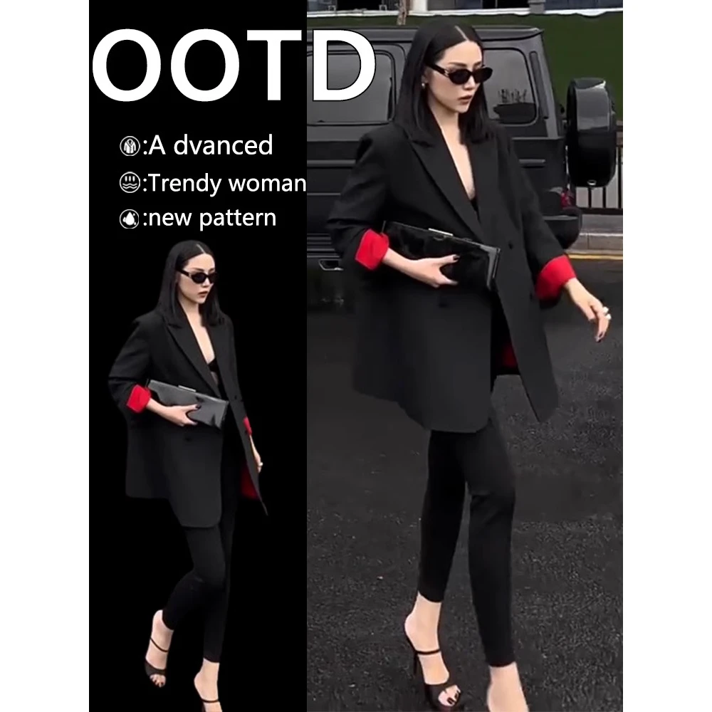 今年流行西服气场强大高级感气质黑色西装2025年早春新款