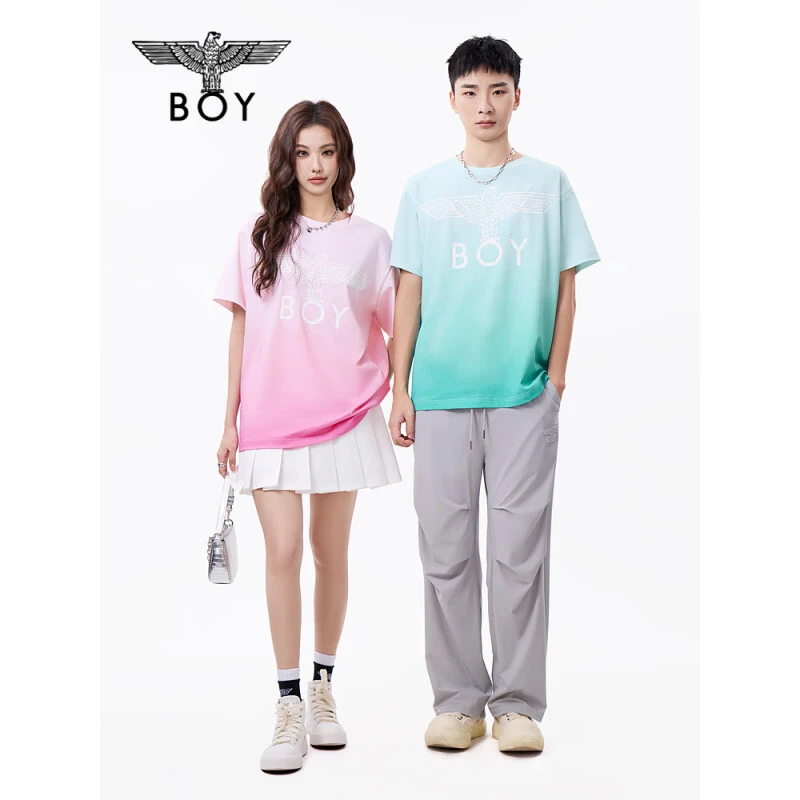 BOY LONDON夏季情侣款夜光酷炫渐变翅膀休闲潮牌短袖T恤N01901