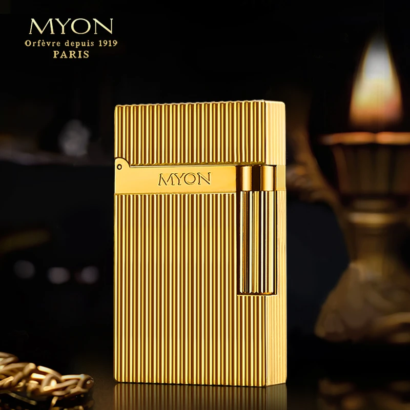 强子欧洲勉牌朗声汽机五面雕镀金竖纹M802创意打火机一机一码