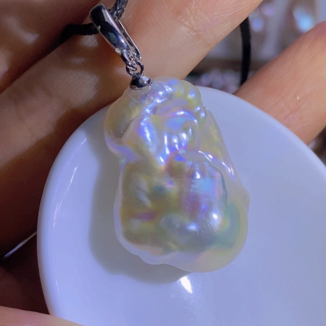 银S925镶嵌淡水珍珠天然淡水珍珠