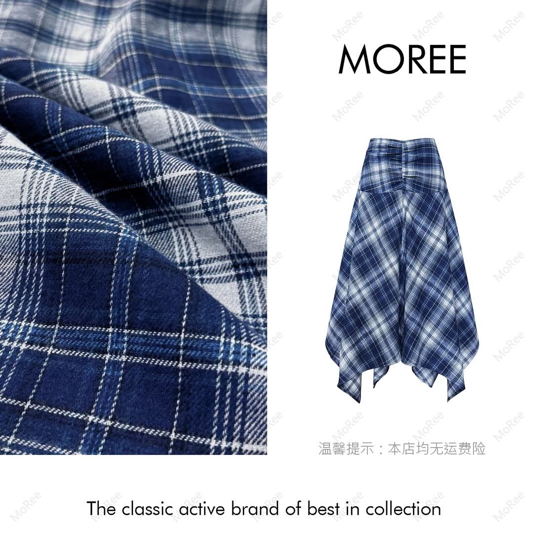 【MOREE】Monsieur不规则设计感格子半裙-Z6220