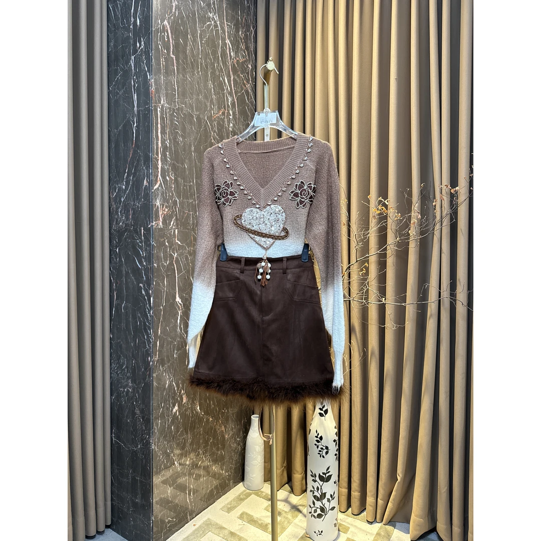 【芙娜妮】2024秋季设计师新款法式优雅气质名媛显瘦女装F2432663