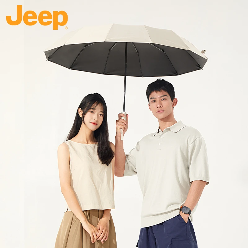 JEEP/吉普十骨超大加厚晴雨两用遮阳伞防暴雨适合多人户外使用