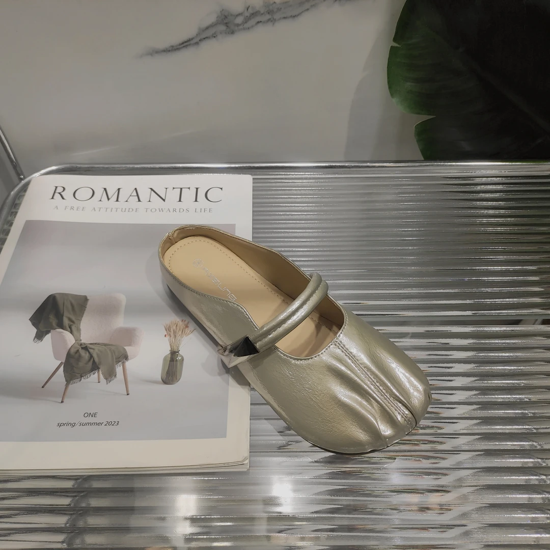 春秋新款法式复古气质百搭低跟浅口包头拖鞋D001-26