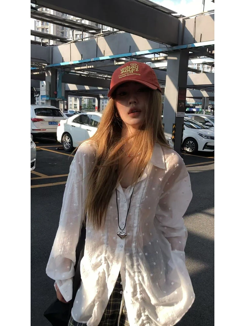 【波点抽褶衬衫】小众设计刺绣抽褶薄款透气衬衫 Z252017