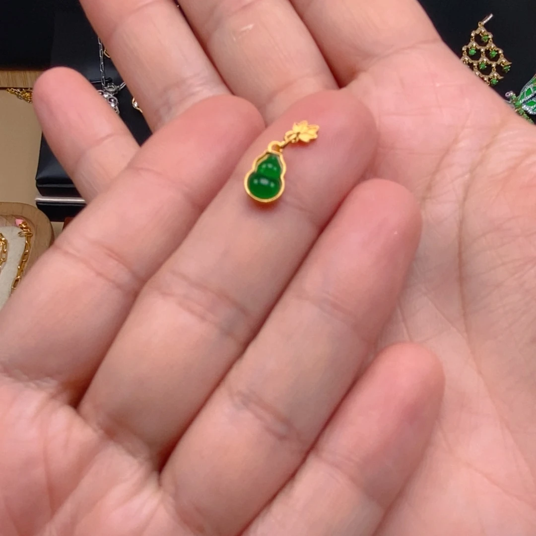 翡翠颈饰银S925镶嵌葫芦小滴溜