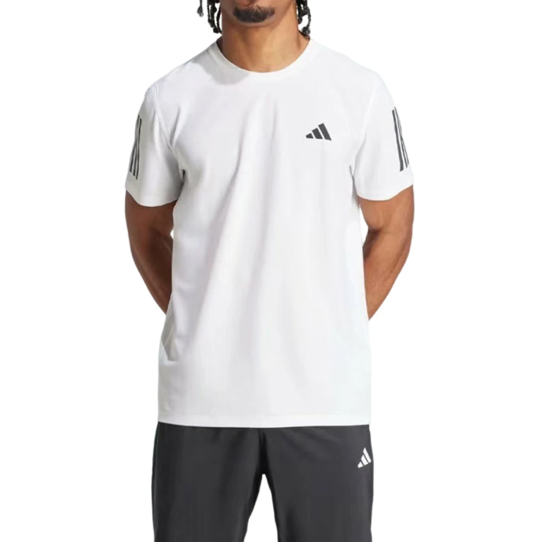 阿迪达斯/Adidas男子25夏季新款白色速干圆领透气运动T恤 IK7436