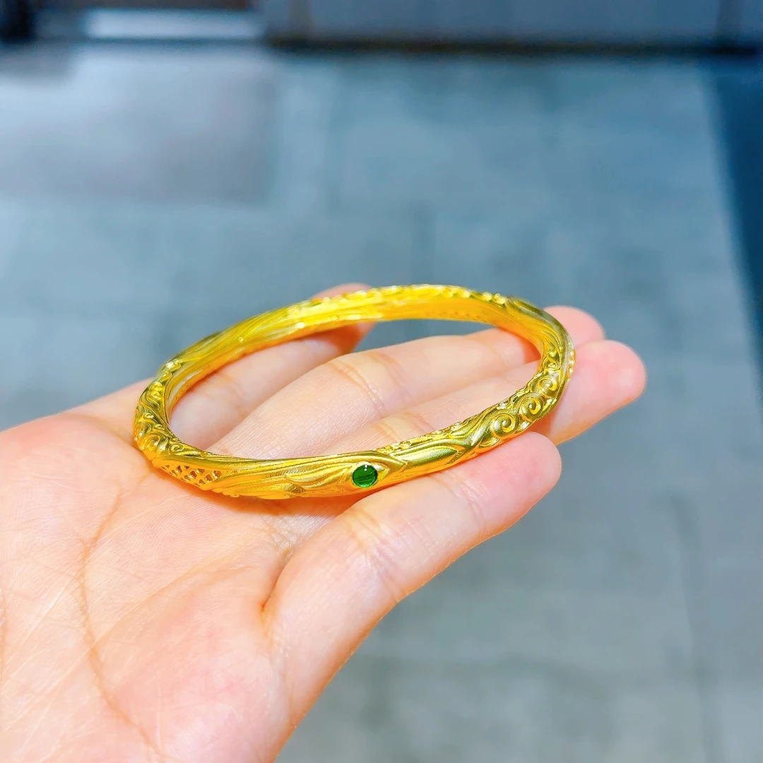 【铭记】足金999 乾坤圈古法珐琅足金手镯