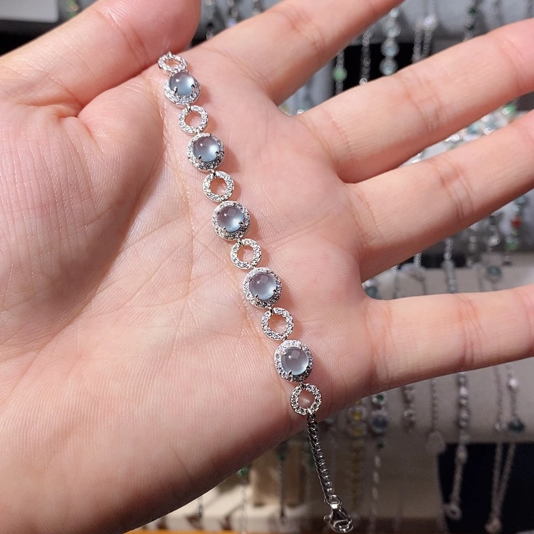 翡翠银S925镶嵌手链