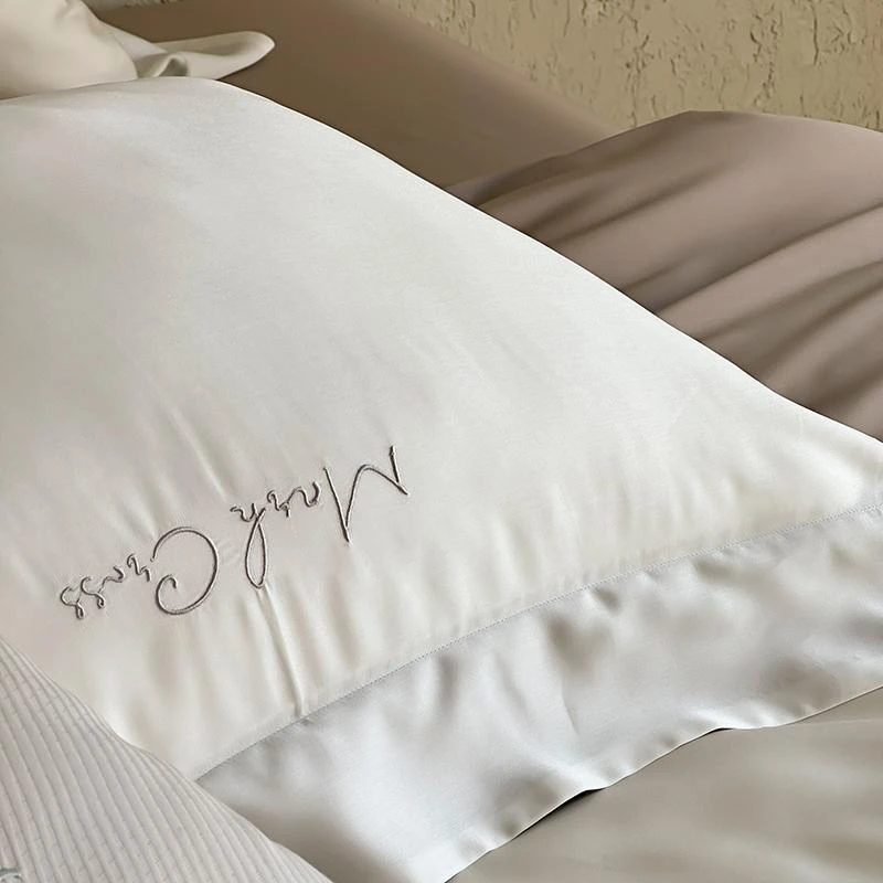 水星家纺适用轻奢新款冷凝超细旦天丝四件套柔软撞色春夏凉感床单