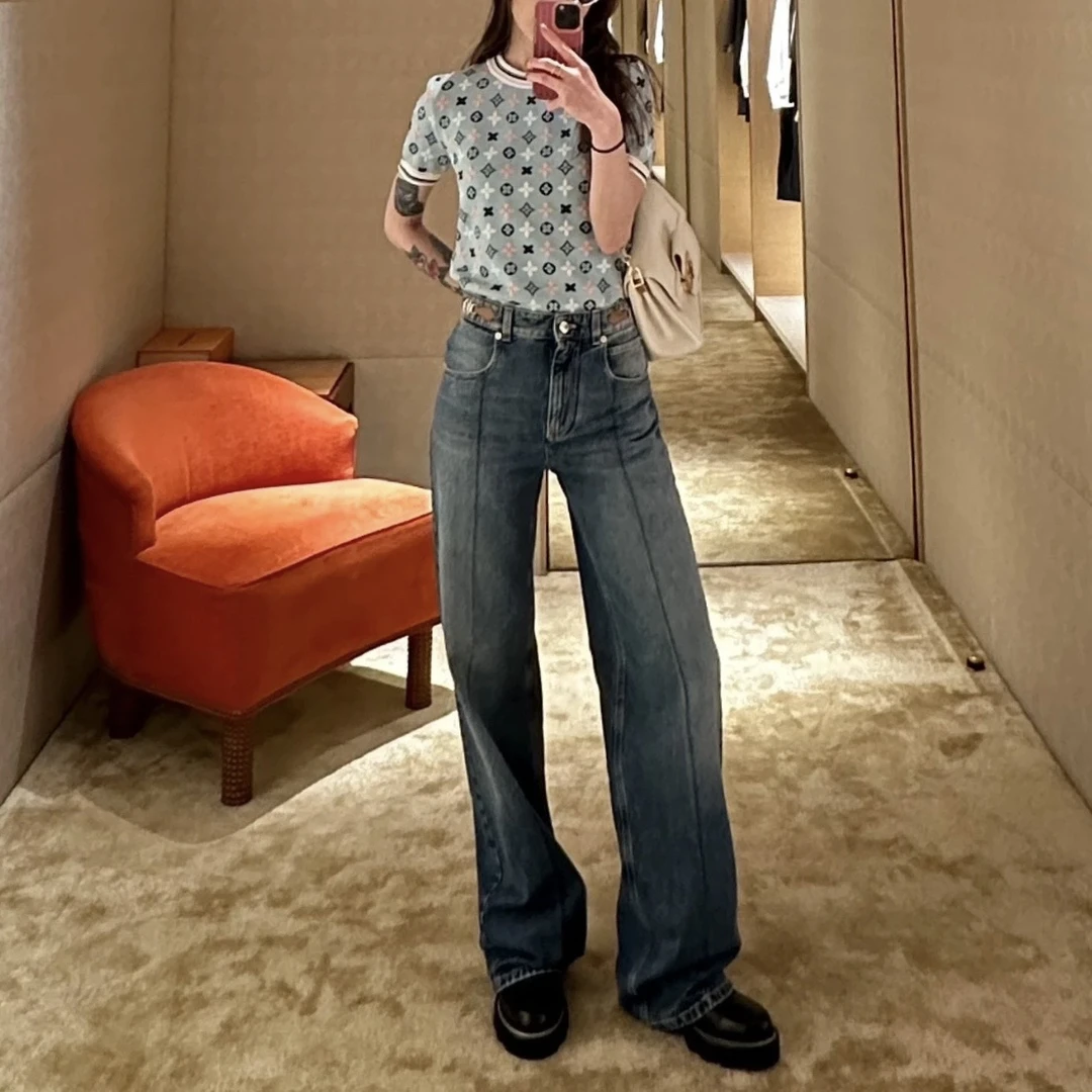 99新 LouisVuitton/路易威登 vem207/SS24皮革链条牛仔裤 36码 棉