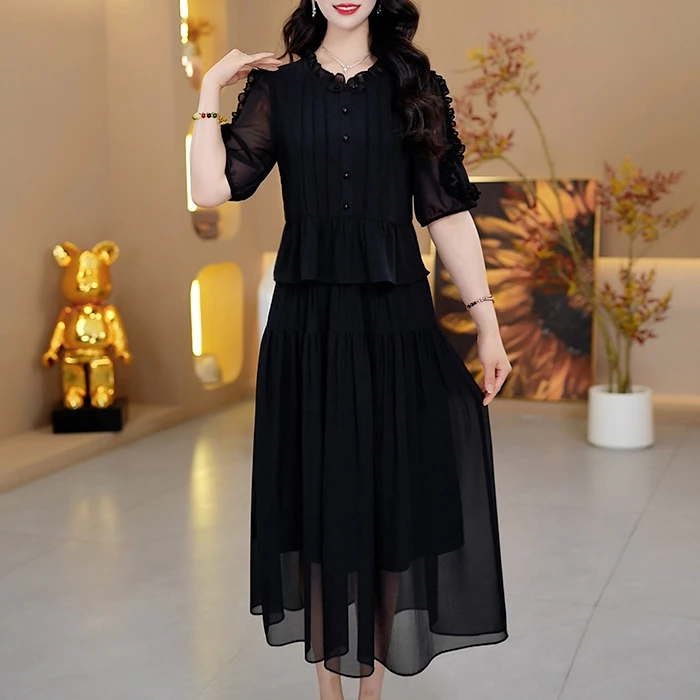 夏季新款百搭气质时尚中长款连衣裙【252#】