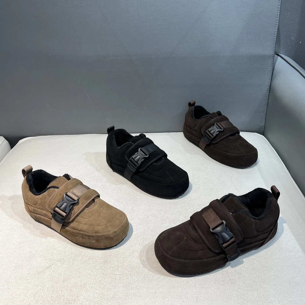 真皮翻毛皮冬季保暖棉鞋时尚运动百搭软底软面舒适男士潮流休闲鞋