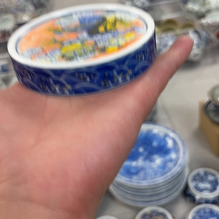 瓷片粉彩腾龙献宝杯垫景德镇