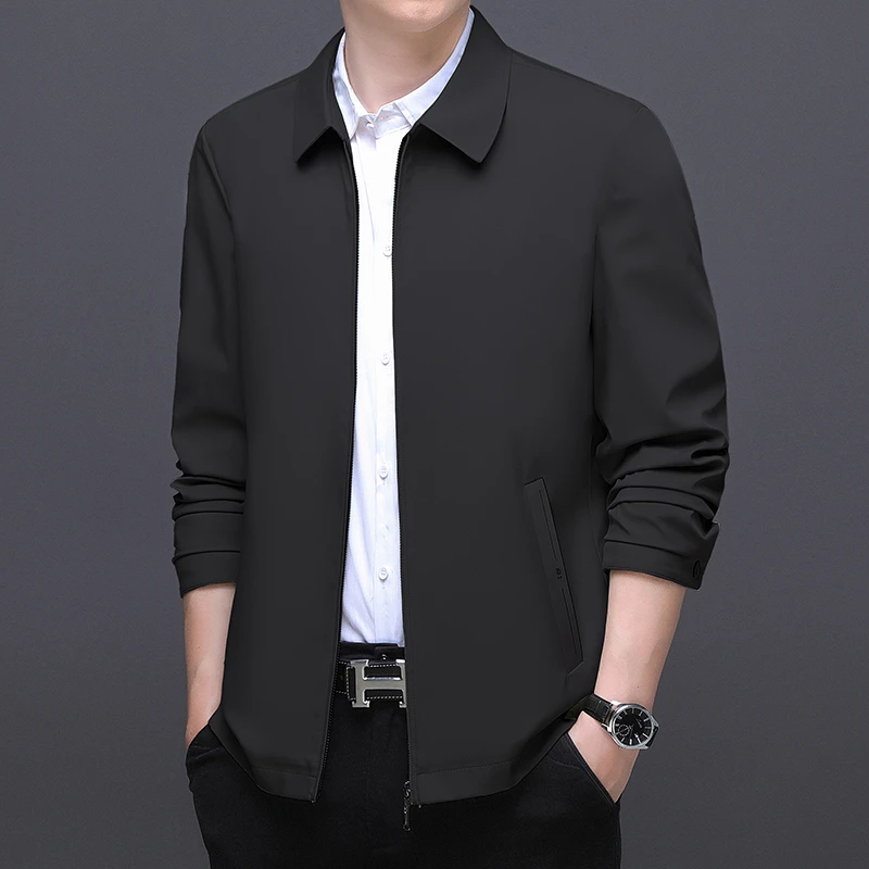 稻草人新款经典春秋翻领夹克男士中青年爸爸装商务休闲时尚百搭装