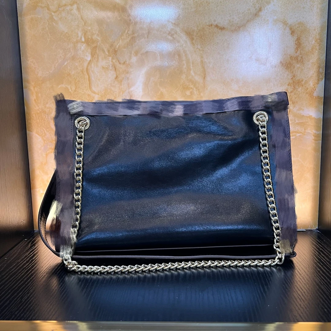 薇薇手工真皮包-黑色-长31x高20-黑色老花边A126