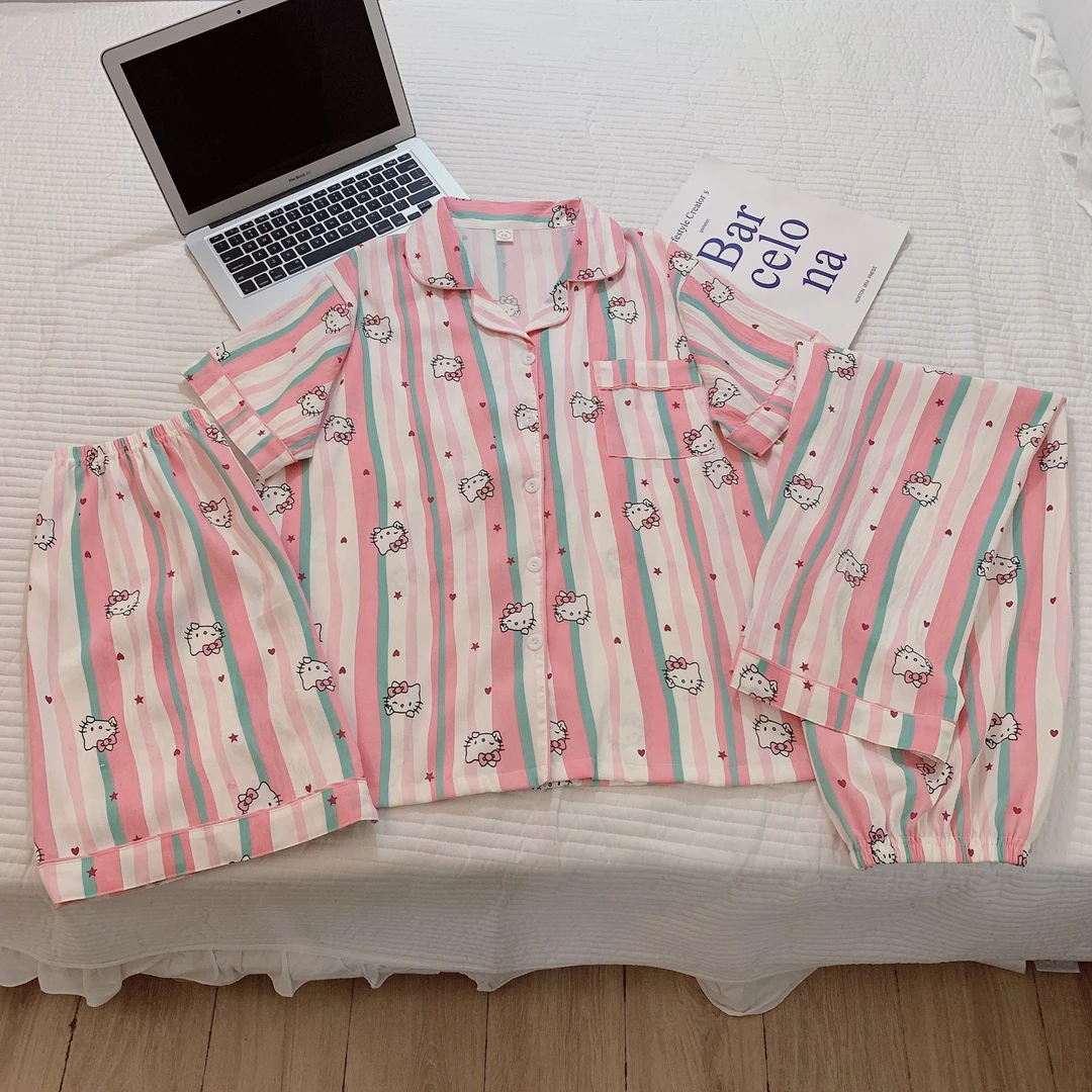 三件套/云朵棉2025年新款短袖睡衣女夏季可爱少女卡通宽松家居服