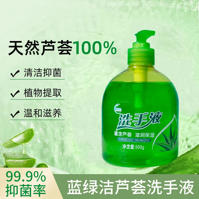 蓝绿洁芦荟抑菌洗手液家用温和清爽保湿留香按压式清洁双手